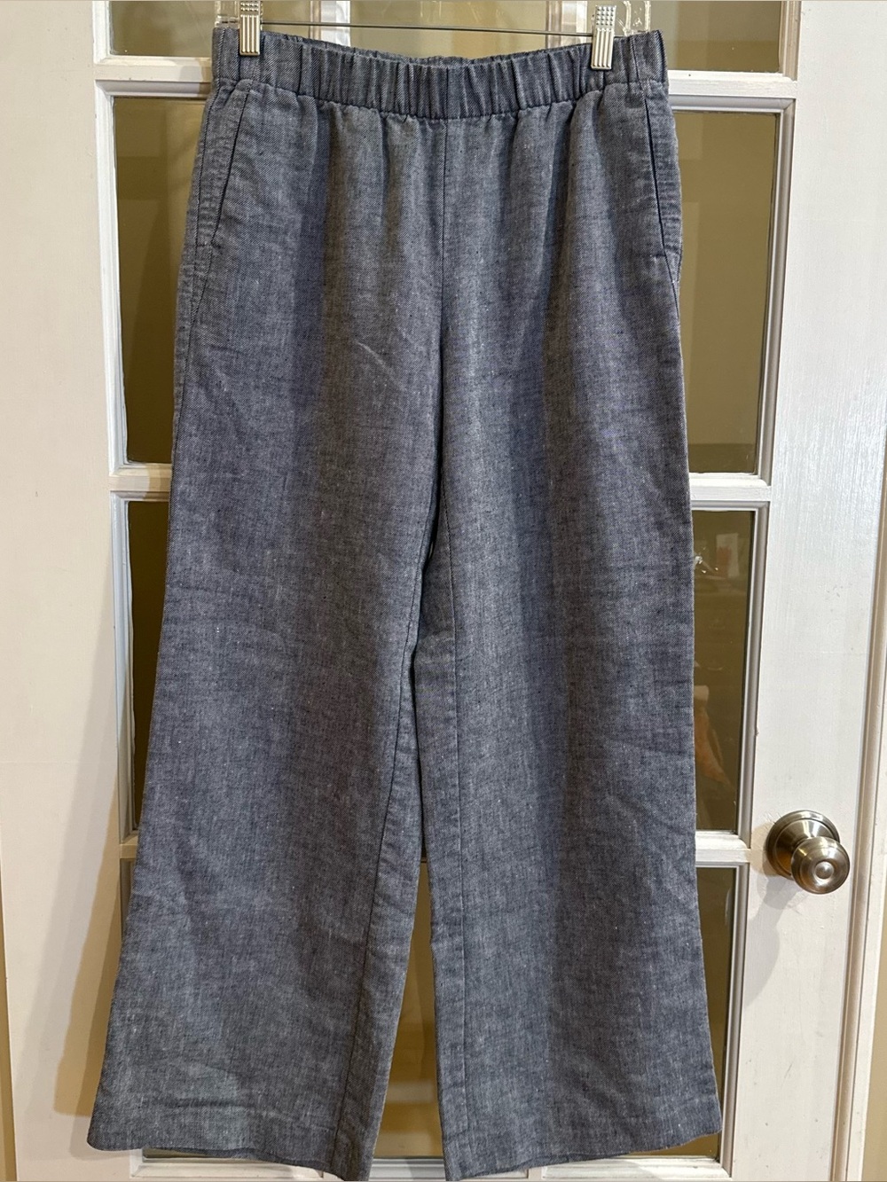 Lands End Womens High Rise Wide Leg Linen Pants Size 6 Coastal Minimalist